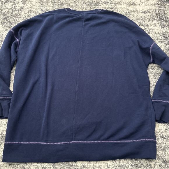 XL Adidas Womens Navy Blue w/ Purple Lining Sweatshirt Crewneck Sweater Oversize - Picture 11 of 11
